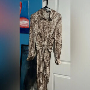 Mia Mod Silk Button Down Tie Dress